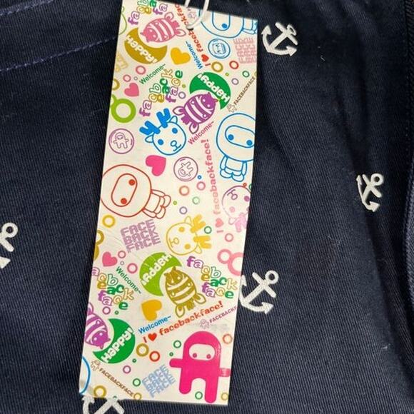 Facebackface Women's Capri Pants Navy Blue Anchor Print Nautical Cropped NWT XS - Picture 3 of 10